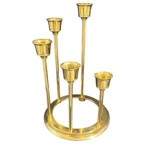 Vintage Brass Taper Candle Holder 8.5" x  5.5" Round Graduated Height x5